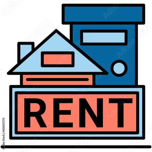 House Rent Icon. Real Estate Investment Symbol. Line Filled Icon Style. Vector Stock © Lihumstudio