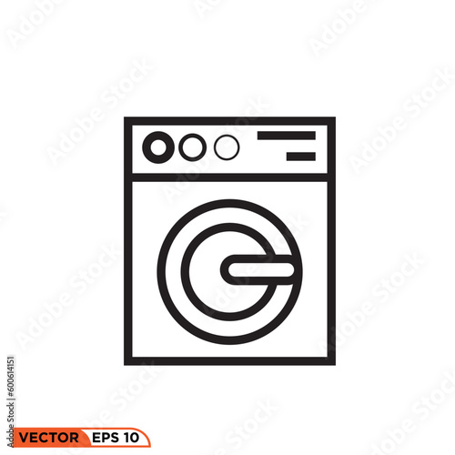 Icon vector graphic of washing machine line style