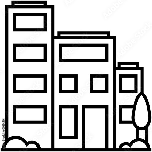 Building Icon. Real Estate Apartment Symbol. Line Icon Style. Vector Stock © Lihumstudio