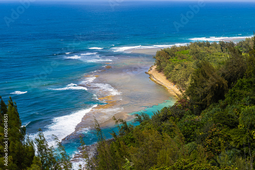 The Ke e Beach Overlook on The Kalalau Trail   Kauai  Hawaii  USA