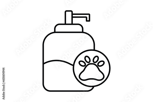 Pet shampoo icon. Line icon style. pets care sign. Dog cleaning symbol, cat. Simple vector design editable