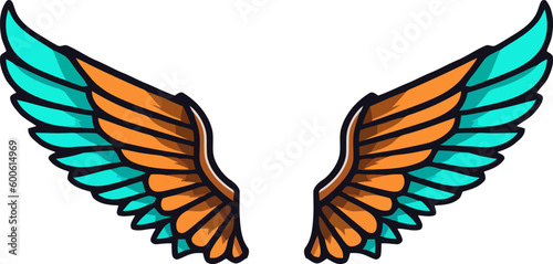 Angel wings, bird wings collection cartoon hand drawn vector illustration. Logo, icon