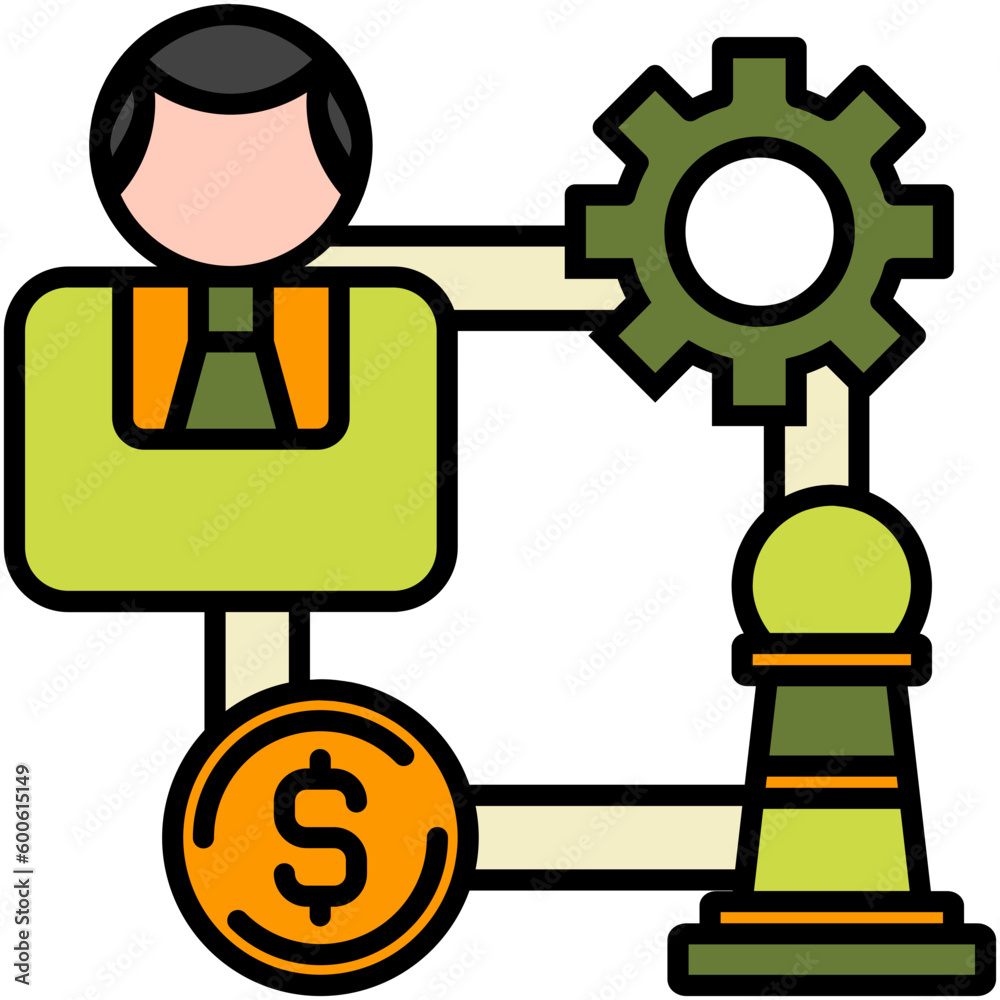 Management Icon. Office Organization Symbol. Line Filled Icon Style. Vector Stock