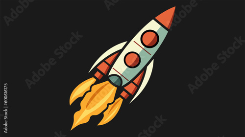 Cartoon rocket space ship take off, isolated vector illustration. Simple retro spaceship icon