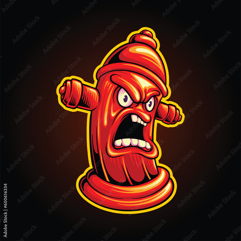 Screaming hydrant pillar rescue gear logo vector illustrations for your work logo, merchandise t-shirt, stickers and label designs, poster, greeting cards advertising business company or brands