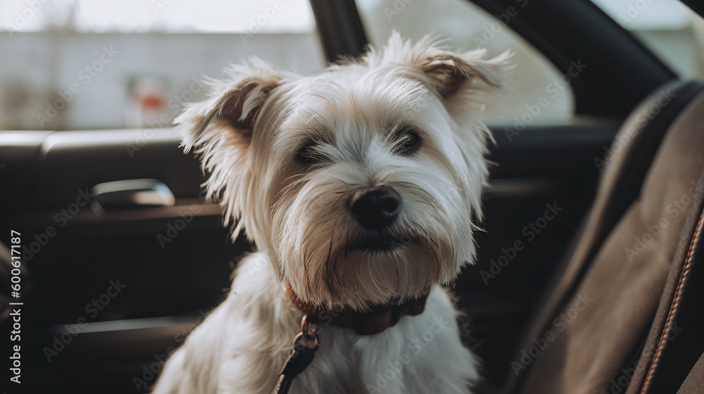 Portrait of dog inside of car Portrait of dog inside of car