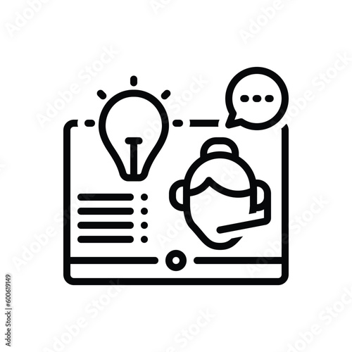 Black line icon for assistance 