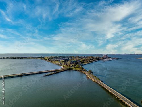 Wallpaper Mural Aerial view of Fort Monroe star shaped military fort protecting Norfolk surrounded with a water filled moat and a causeway  Torontodigital.ca