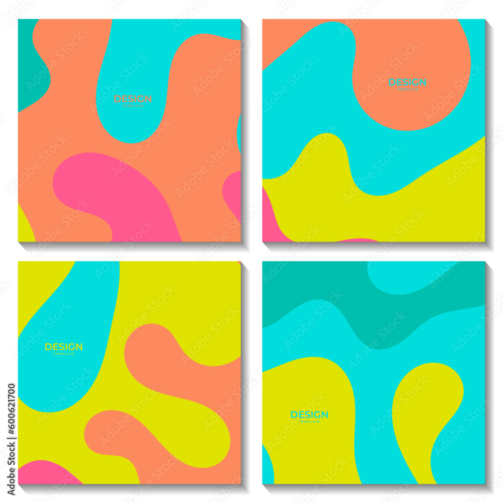 set of squares abstract vector colorful organic summer background