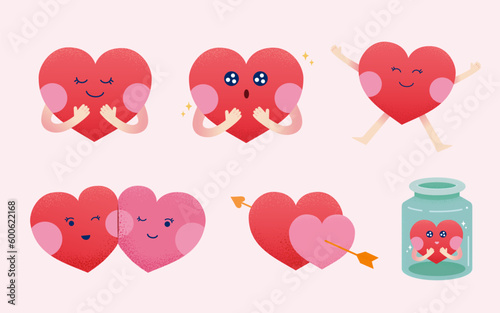 Valentines love shape character set
