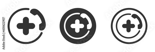  AID vector flat icons set. Emergency phone signs