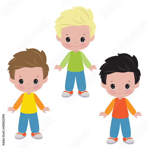 Cute little boy vector cartoon illustration