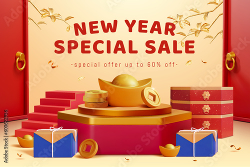 3D new year sale template