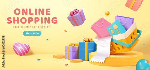 3D online shopping promotion banner