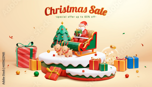 3D Festive Christmas sale poster