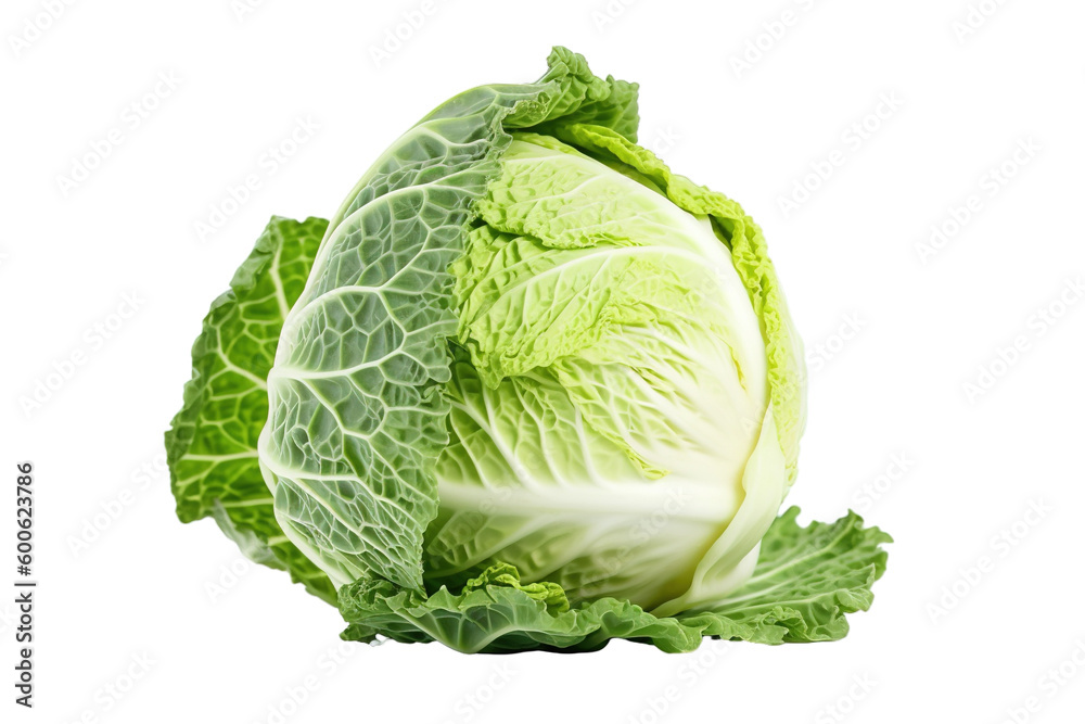 Fototapeta premium Cabbage isolated on white background, close up. Fresh cabbage PNG