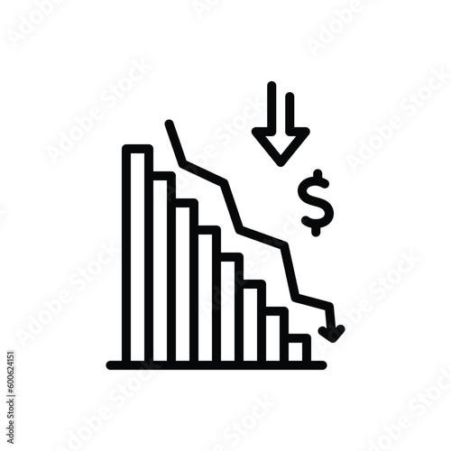 Black line icon for down 