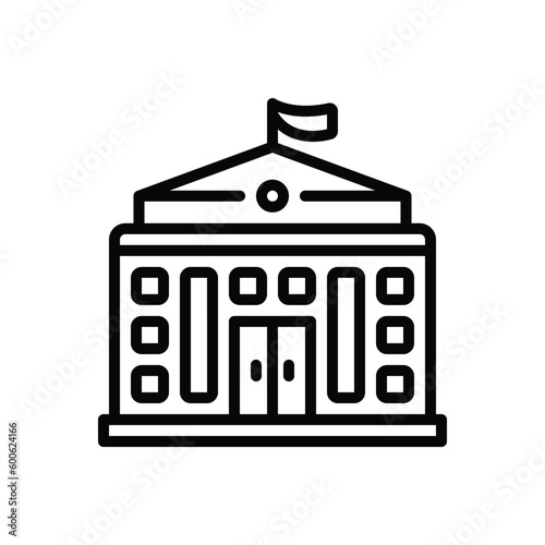 Black line icon for embassy 