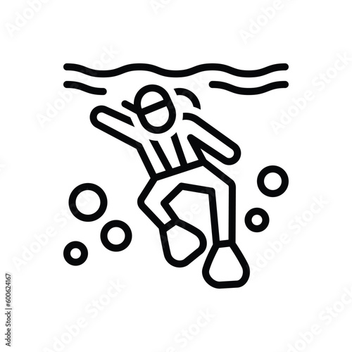 Black line icon for diving 