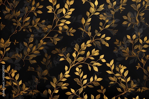 3d wallpaper golden branches leave, generate ai