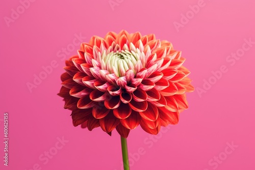 vibrant pink and red flower set against a soft pink background. Generative AI
