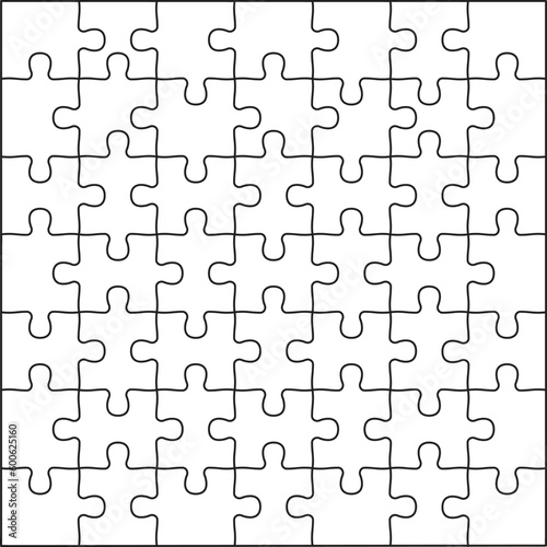 puzzle set. Set of white puzzle pieces on white background. Vector illustration