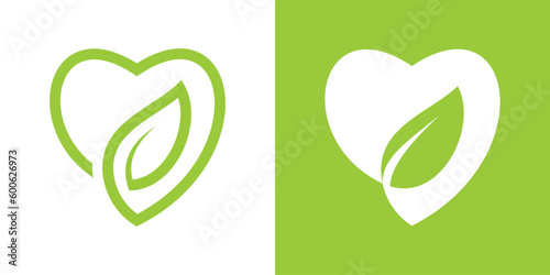 logo design love and leaf icon vector illustration