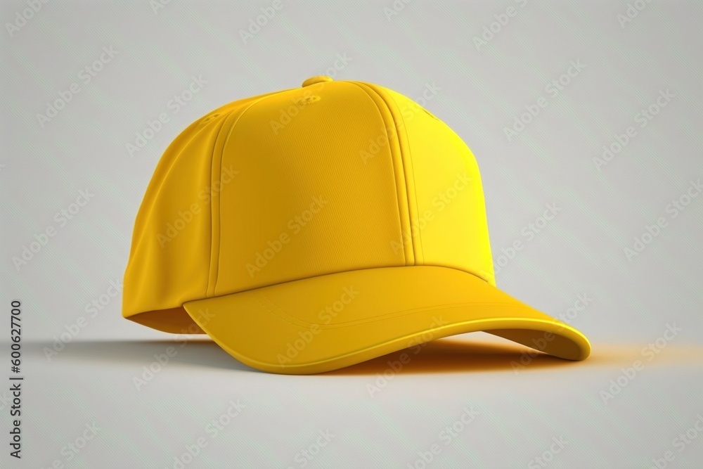 Fototapeta premium Yellow Cap on background isolated, For mockup 3d rendered 