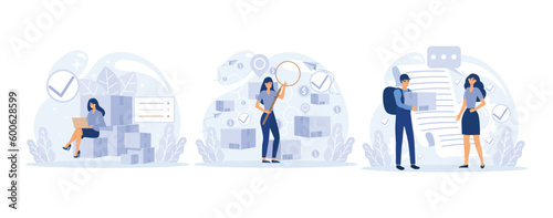 people and premises, Smart phones tablets user interface online shopping, set flat vector modern illustration