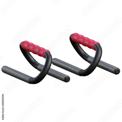 3d push up bar illustration fitness equipment with transparent background