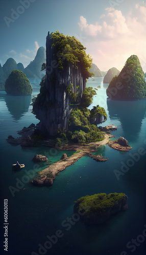 Ha Long Bay Holy Floating Island AI Generative