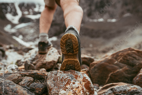 hiking boots on rock