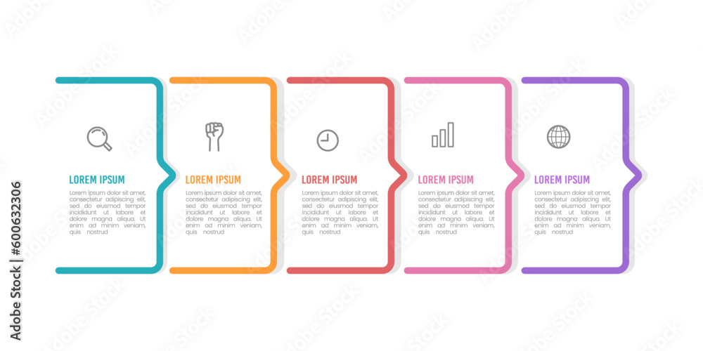Business infographic template 5 steps or options. Vector illustration.