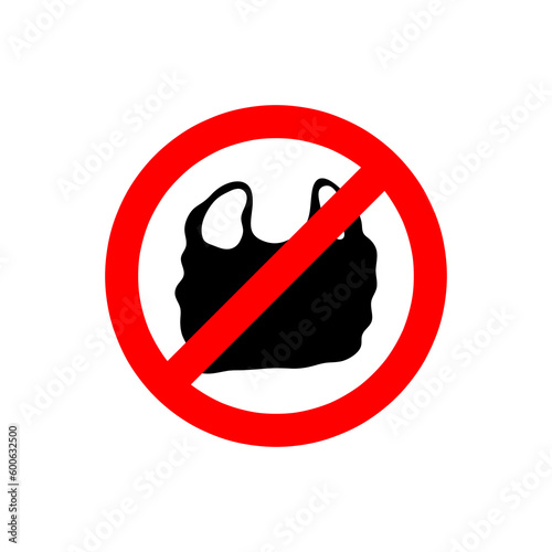 Plastic bags prohibited, interdictory information sign illustration on white background..eps photo