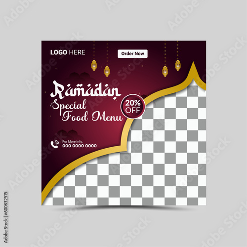 Vector Ramadan Social Media Post Layout template design.