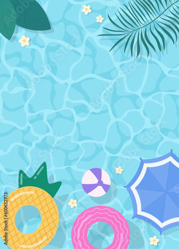Fotografiet Flat design of summer pool background illustration