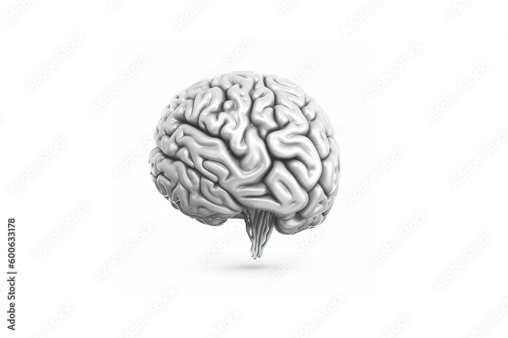Human brain isolated on white background. generative ai
