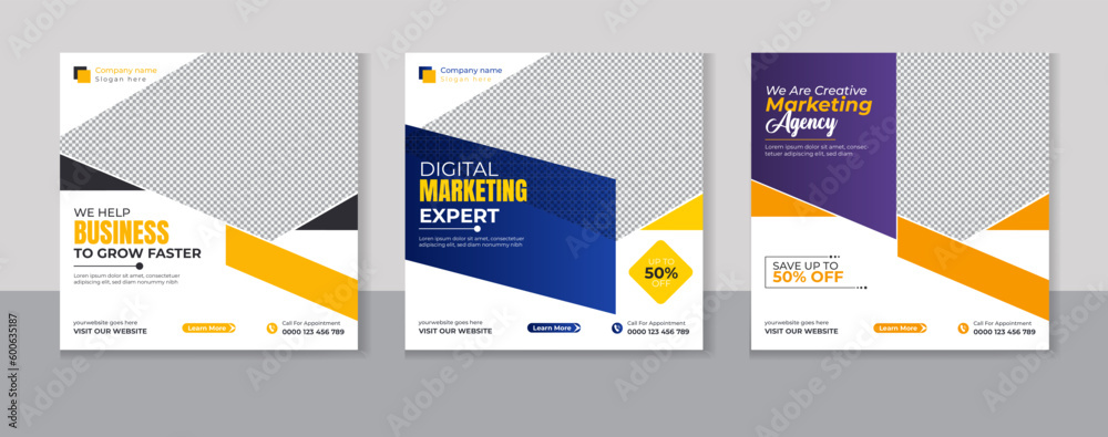Fototapeta premium Corporate business social media post template bundle