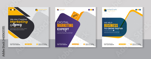 Corporate business social media post template bundle