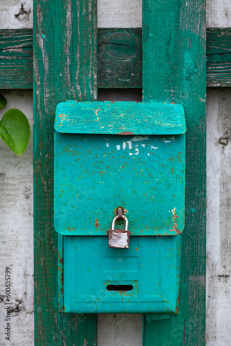 Antique Green Letter Box on the wall