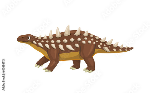 Fototapeta Naklejka Na Ścianę i Meble -  Cartoon polacanthus dinosaur character. Isolated vector Polacanthus family dino from the Early Cretaceous period. Ancient extinct wildlife beast. Prehistoric animal, Paleontology herbivorous creature
