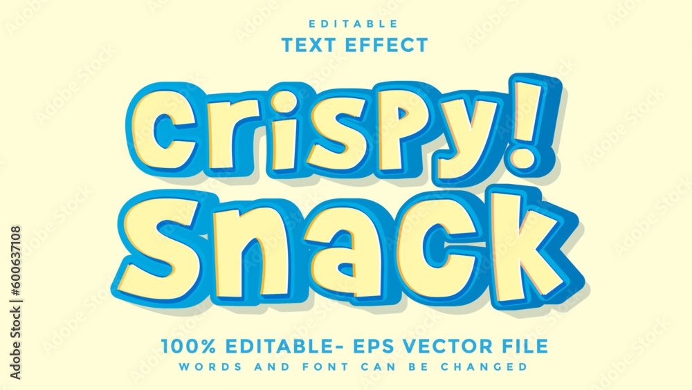 3d Minimal Word Crispy Snack Editable Text Effect Design Template, Effect Saved In Graphic Style