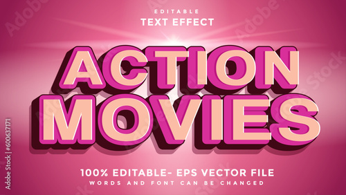 3d Minimal Word Action Movies Editable Text Effect Design Template, Effect Saved In Graphic Style