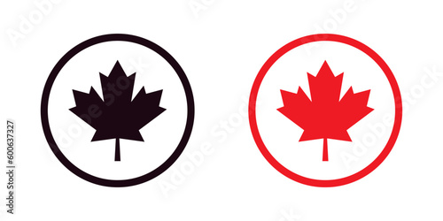 red and black maple leaf canada icon sign vector design
