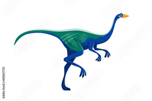 Cartoon Garudimimus dinosaur character. Prehistoric beast or monster, paleontology omnivore dinosaur. Extinct reptile, Cretaceous period running lizard isolated vector cute personage with beak