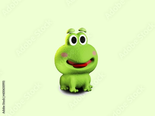 3d frog cute side view