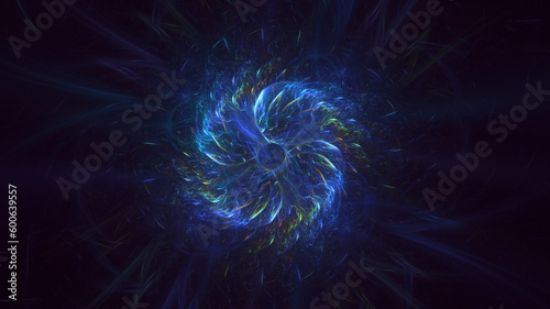 3D rendering abstract multicolor technology fractal light background