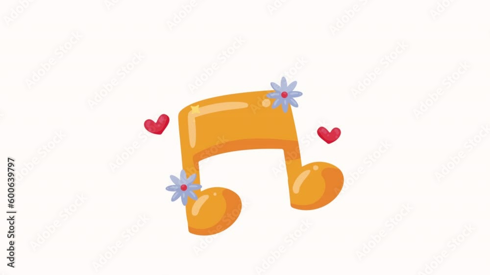 music note with flowers animation music note with flowers animation