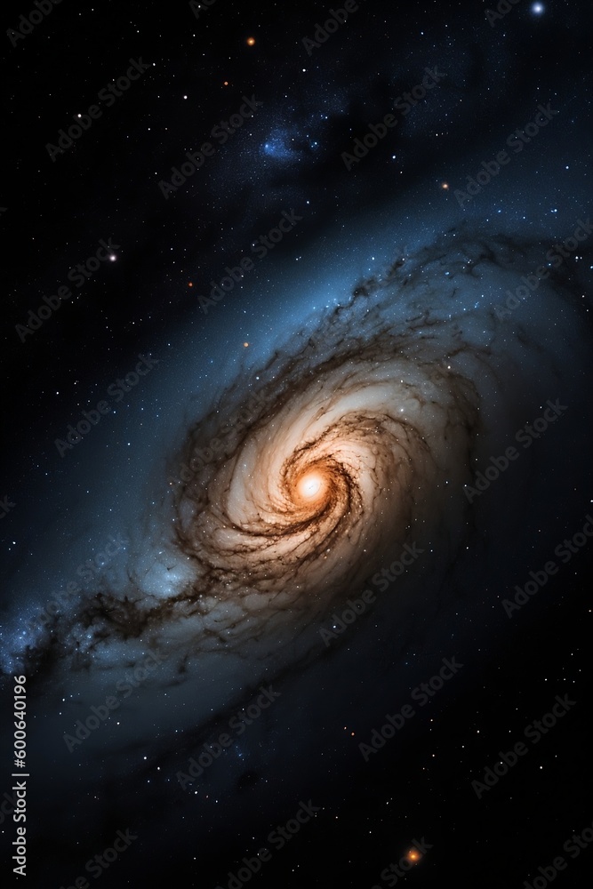 Bright spiral galaxy in outer space Bright spiral galaxy in outer space