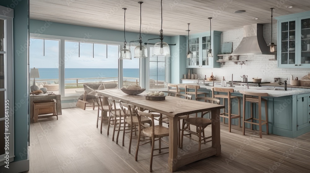 Seaside Serenity: A Quaint Coastal Kitchen with Ocean Views and Tranquil Ambiance 4. Generative AI